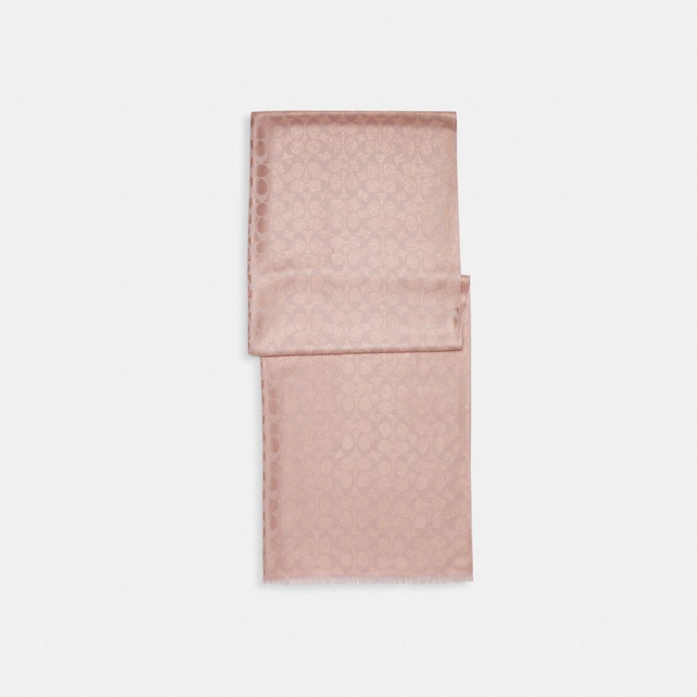 COACH®,SIGNATURE METALLIC OBLONG SCARF,Carnation,Front View