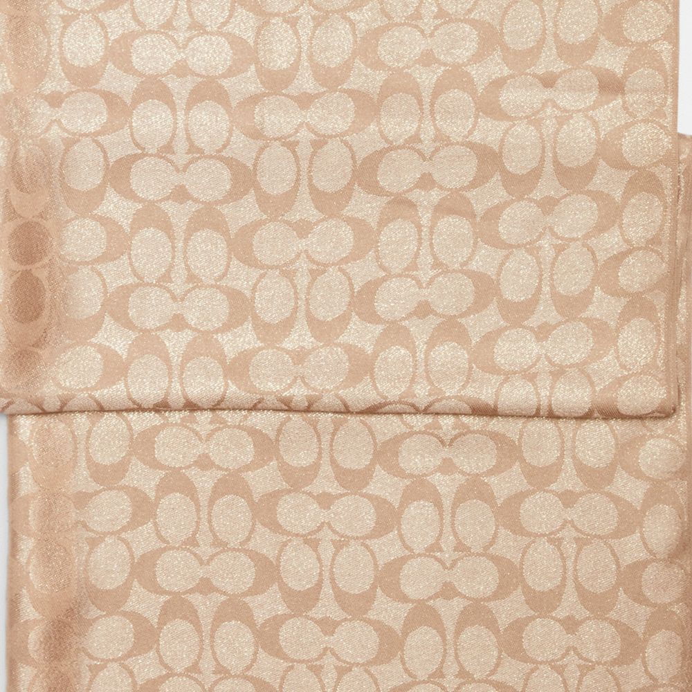 COACH®,Signature Metallic Oblong Scarf,Wool,Viscose,Modal,Rectangle,Frayed,Casual,Beige