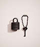 COACH®,REMADE PADLOCK AND KEY BAG CHARM,Black,Front View