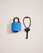 COACH®,REMADE PADLOCK AND KEY BAG CHARM,Blue Multi,Front View