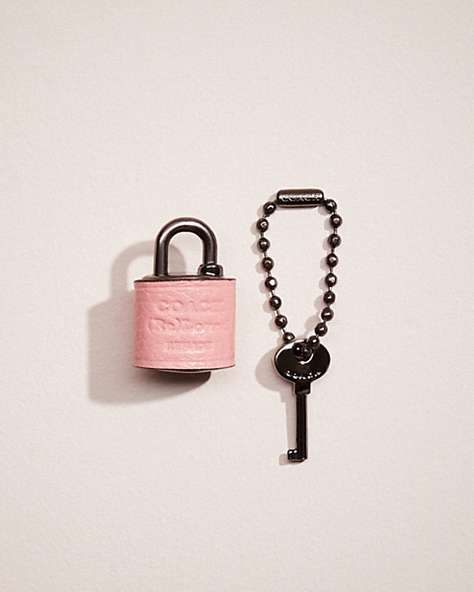COACH®,REMADE PADLOCK AND KEY BAG CHARM,Pink/Multi,Front View