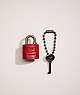 COACH®,REMADE PADLOCK AND KEY BAG CHARM,Red Multi,Front View