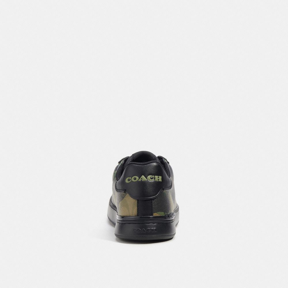 COACH®,Clip Low Top Sneaker In Signature Canvas With Camo Print,Canvas,Leather,Rubber,Casual,Logo,Color Block,Casual,Multi Color,Alternate View
