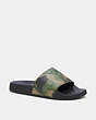 COACH®,SLIDE IN CAMO PRINT WITH SIGNATURE,Mixed Materials,Gunmetal/Green Multi,Front View
