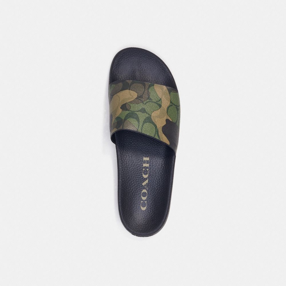 COACH®,SLIDE IN CAMO PRINT WITH SIGNATURE,Gunmetal/Green Multi,Inside View,Top View