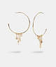 COACH®,MINI ICONIC CHARM HOOP EARRINGS,Plated Brass,Gold,Front View