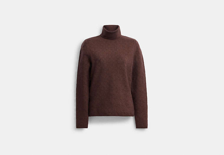 COACH®,LUREX SIGNATURE TURTLENECK SWEATER,wool,Brown,Front View image number 0