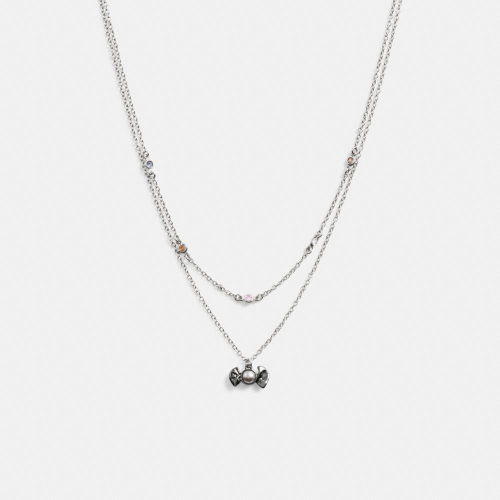 COACH®,CANDY LAYERED NECKLACE,Metal,Hematite Multi,Inside View,Top View