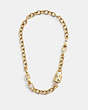 COACH®,STONE PADLOCK CHAIN NECKLACE,Plated Brass,Gold/Multi,Inside View,Top View