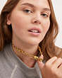 COACH®,STONE PADLOCK CHAIN NECKLACE,Plated Brass,Gold/Multi,Detail View