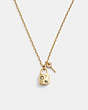 COACH®,STONE PADLOCK PENDANT NECKLACE,Plated Brass,Gold/Multi,Front View