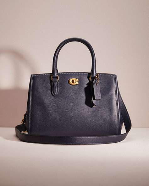 COACH®,RESTORED BROOKE CARRYALL 28,Polished Pebble Leather,Brass/Midnight Navy,Front View