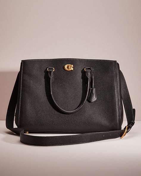 COACH®,RESTORED BROOKE CARRYALL,Polished Pebble Leather,Large,Brass/Black,Front View