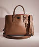 COACH®,RESTORED BROOKE CARRYALL,Polished Pebble Leather,Large,Pewter/Dark Stone,Front View