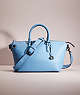 COACH®,RESTORED CARA SATCHEL,Pebble Leather,Pewter/Pool,Front View