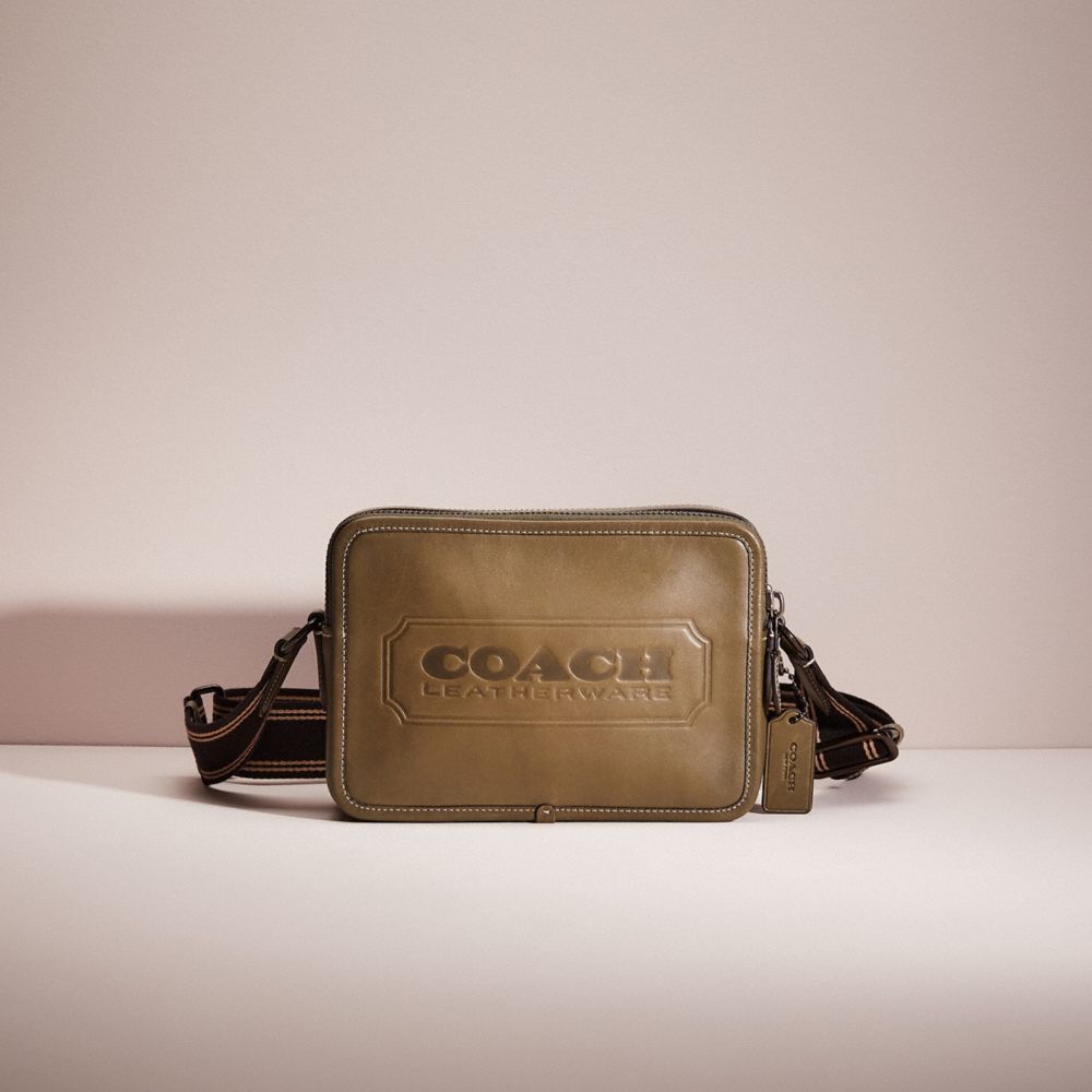 COACH®,RESTORED CHARTER CROSSBODY 24 WITH COACH BADGE,Army Green,Front View