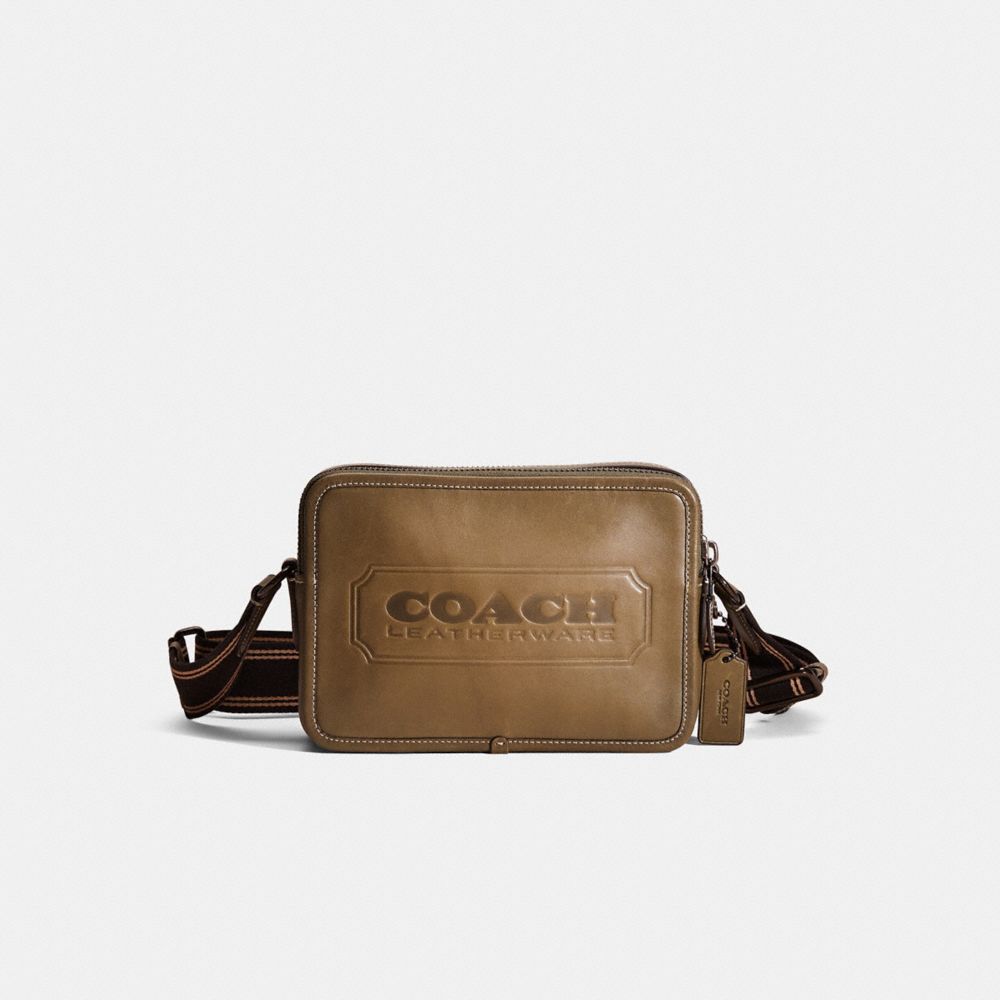 COACH®,RESTORED CHARTER CROSSBODY 24 WITH COACH BADGE,Army Green,Front View