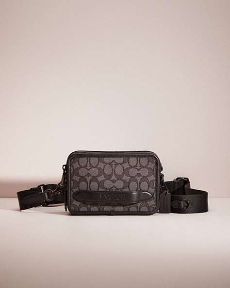 COACH®,RESTORED CHARTER CROSSBODY IN SIGNATURE JACQUARD,Mini,Charcoal/Black,Front View