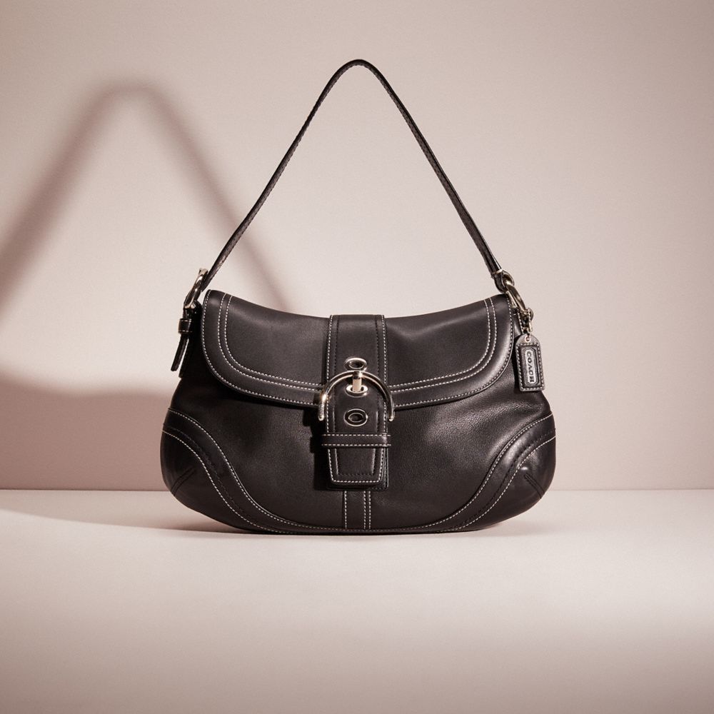 Coach+Black+Leather+Soho+Hobo+Buckle+Flap+Shoulder+Purse+Style+