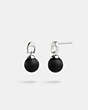 COACH®,SIGNATURE PEARL DROP EARRINGS,Plated Brass,Silver/Black,Front View