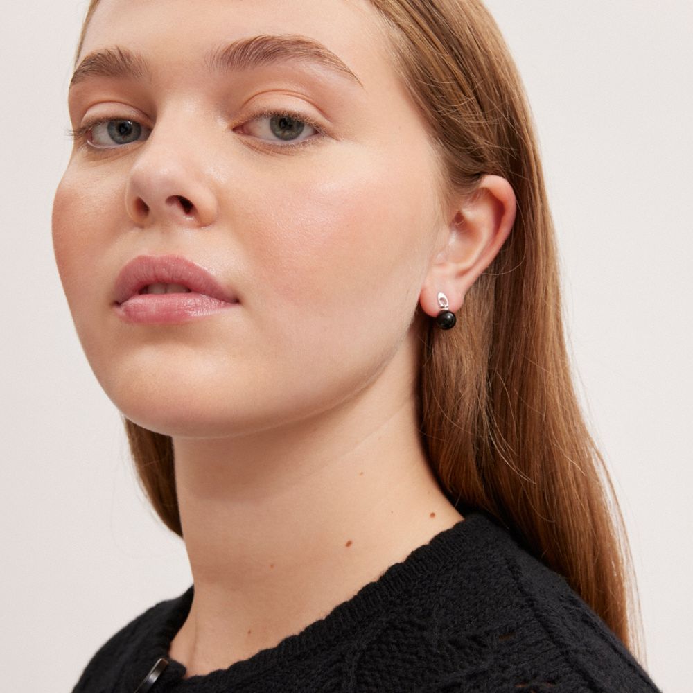 COACH®,Signature Pearl Drop Earrings,,Detail View