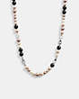 COACH®,SIGNATURE CHAIN PEARL NECKLACE,Plated Brass,Silver/Pink Multi,Front View