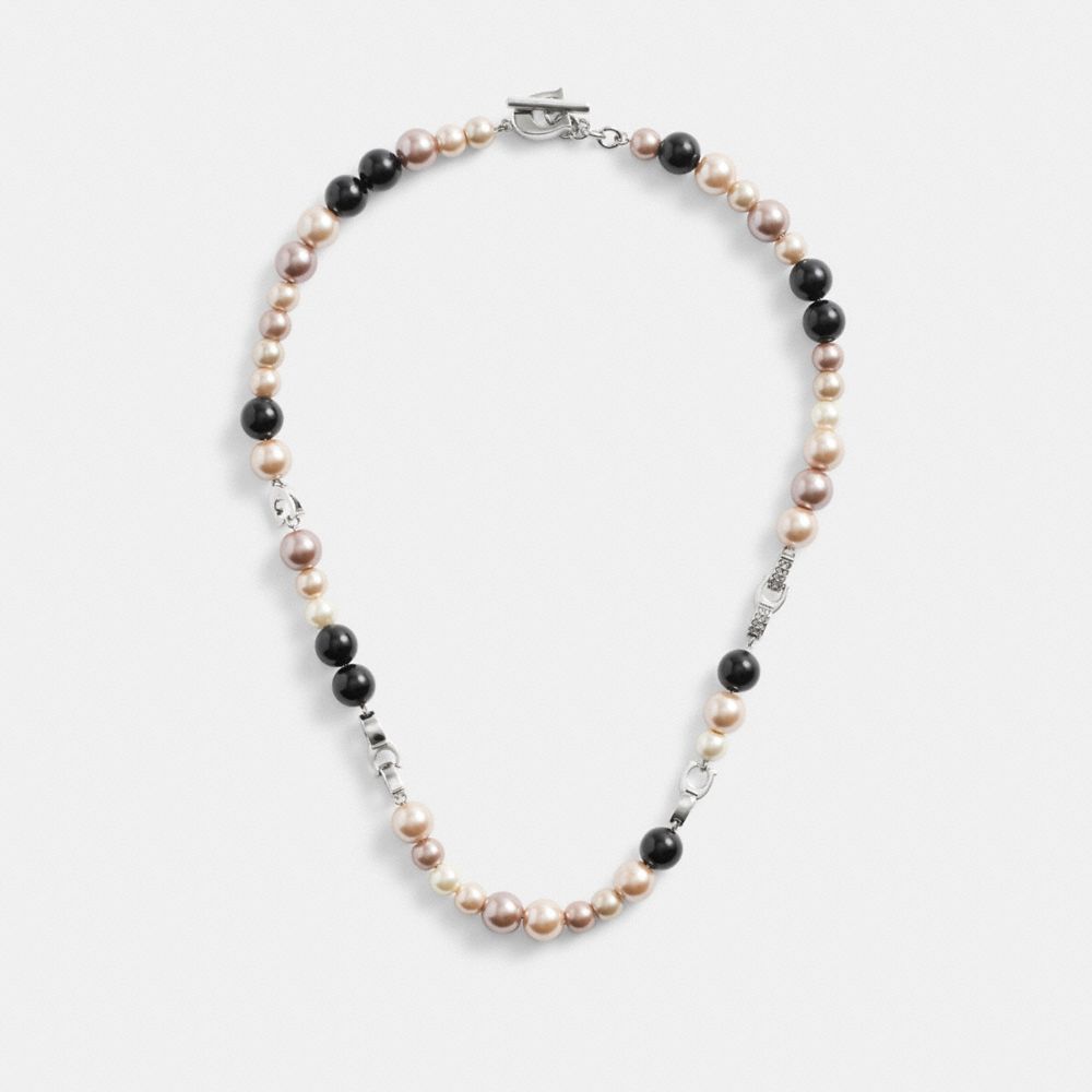 COACH®,Signature Chain Pearl Necklace,,Inside View,Top View