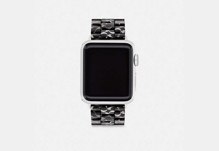 COACH®,APPLE WATCH® STRAP, 38MM, 40MM AND 41MM,Black Signature,Front View