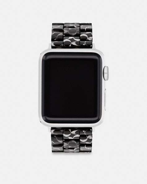 COACH®,APPLE WATCH® STRAP, 38MM, 40MM AND 41MM,Black Signature,Front View