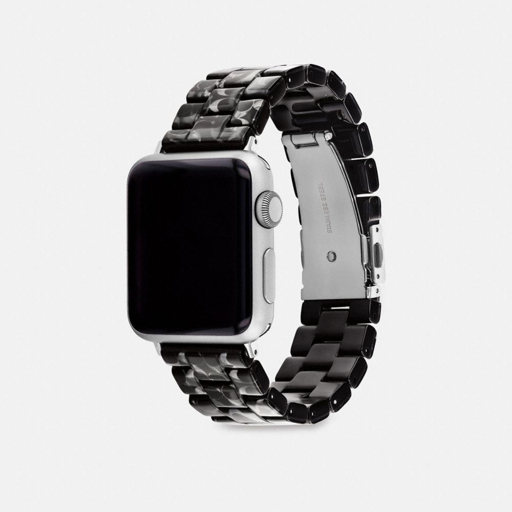 COACH®,APPLE WATCH® STRAP, 38MM, 40MM AND 41MM,Black Signature,Angle View