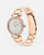 COACH®,CARY WATCH, 34MM,Rose Gold/Light Blue,Angle View