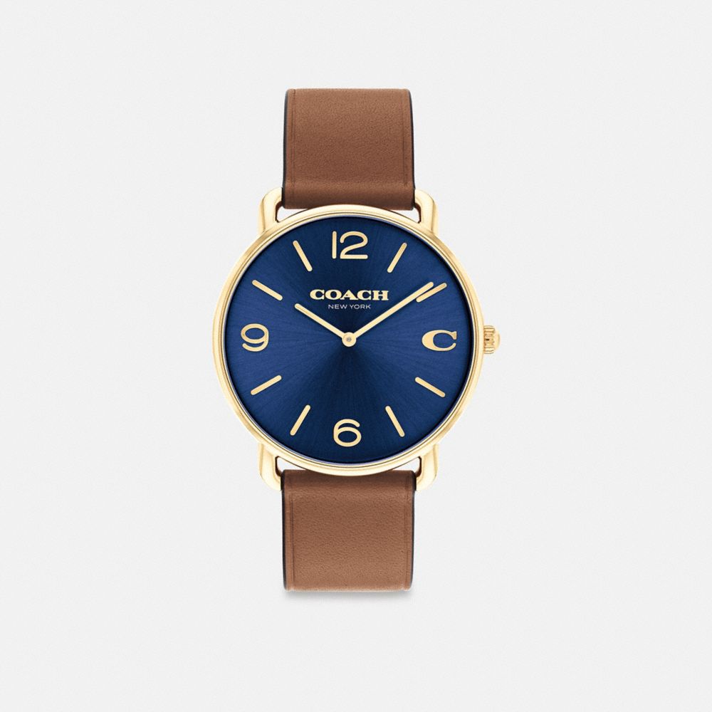 COACH®,ELLIOT WATCH, 41MM,Saddle/Navy,Front View