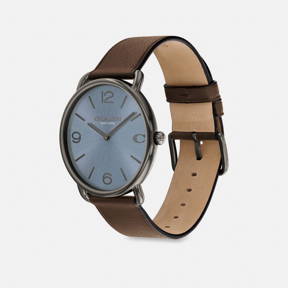 COACH®,ELLIOT WATCH, 41MM,Mahogany Brown,Angle View