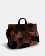 COACH®,ROGUE 39 WITH PATCHWORK,Shearling,X-Large,Pewter/Dark Multi,Angle View