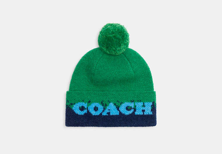 COACH®,OMBRE PRINT BEANIE,Green Multi,Front View image number 0