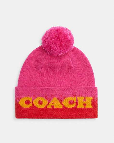 COACH®,OMBRE PRINT BEANIE,Mini,Pink/Multi,Front View