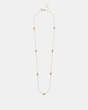 COACH®,INTERLOCKING OPEN CIRCLE PEARL LONG STATION NECKLACE,Metal,Gold/Pearl,Inside View,Top View