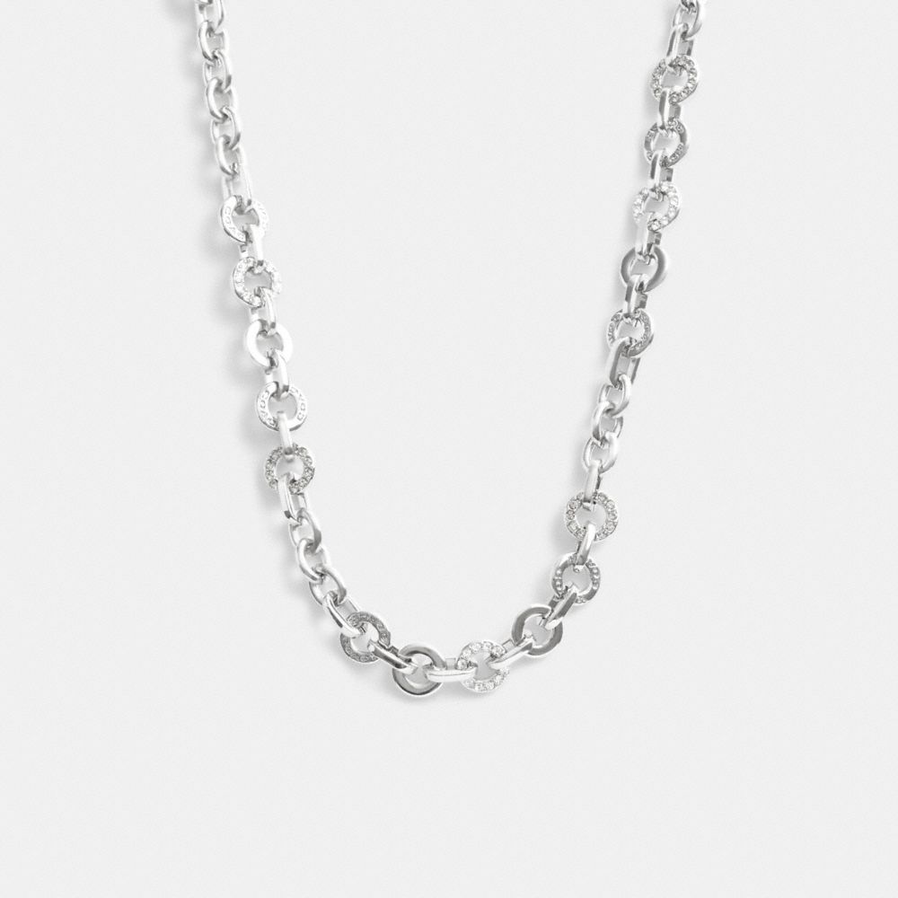 COACH®,OPEN CIRCLE CHAIN NECKLACE,Silver,Front View image number 0