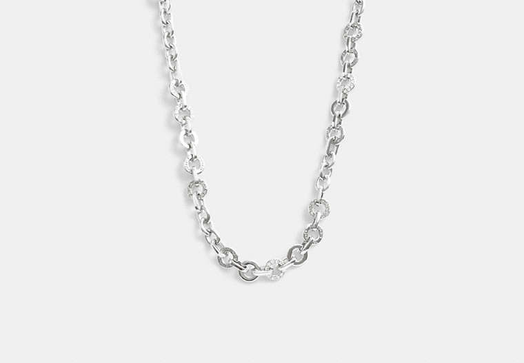 COACH®,OPEN CIRCLE CHAIN NECKLACE,Silver,Front View image number 0