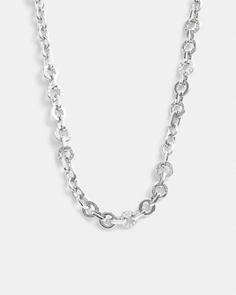 COACH®,OPEN CIRCLE CHAIN NECKLACE,Silver,Front View