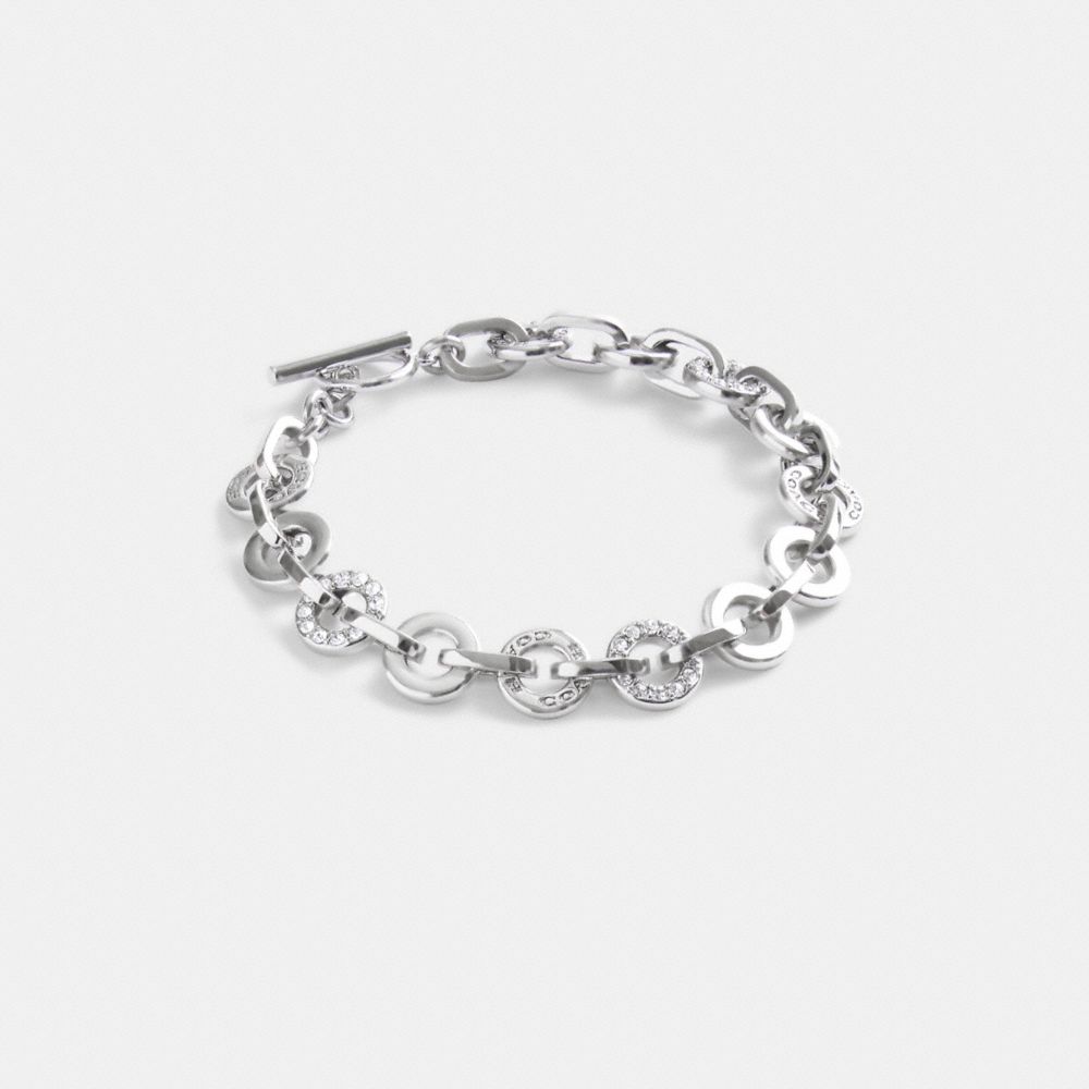 COACH®,OPEN CIRCLE CHAIN BRACELET,Silver,Front View image number 0