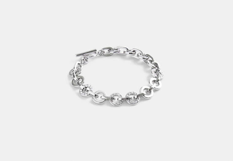 COACH®,OPEN CIRCLE CHAIN BRACELET,Silver,Front View image number 0