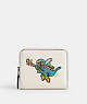 COACH®,COSMIC COACH BILLFOLD WALLET WITH REXY,Polished Pebble Leather,Silver/Chalk Multi,Front View