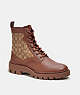 COACH®,CITYSOLE BOOT WITH SIGNATURE JACQUARD,Mixed Materials,Saddle/Khaki,Front View