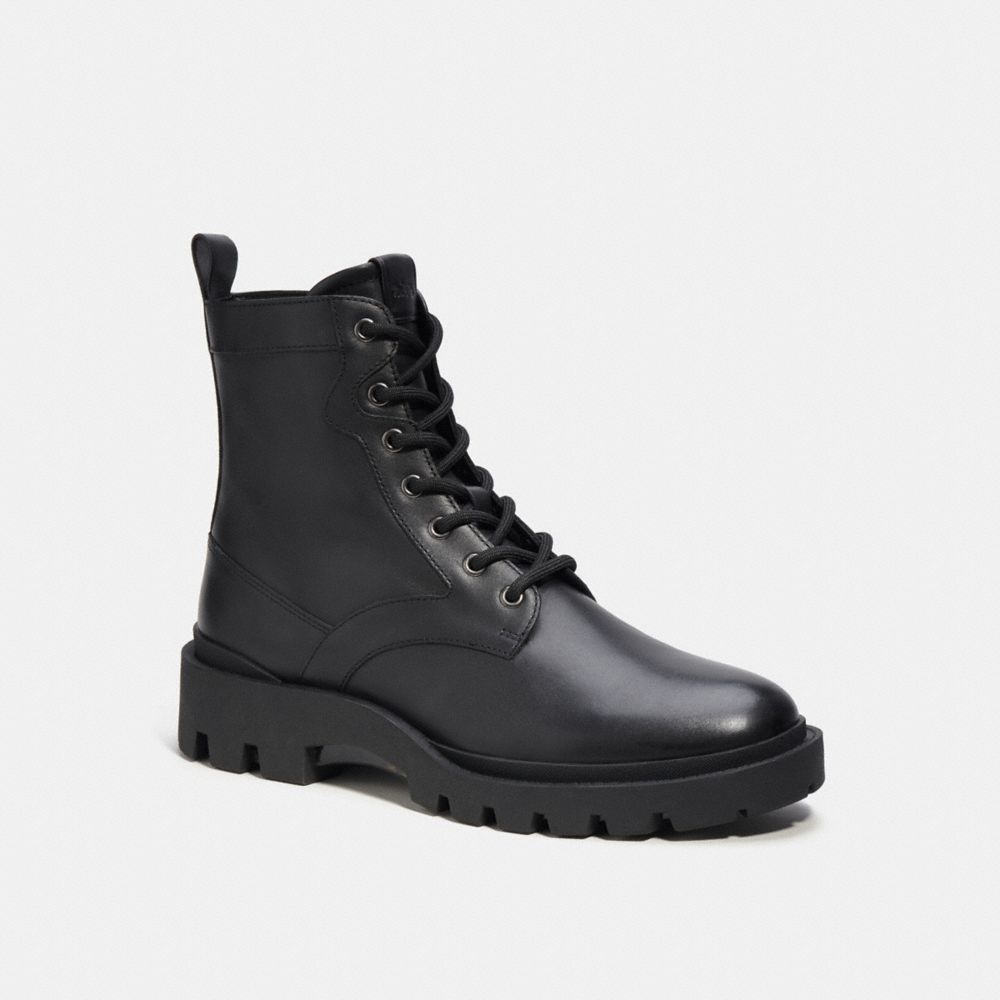 COACH®,CITYSOLE BOOT,Leather,Black,Front View