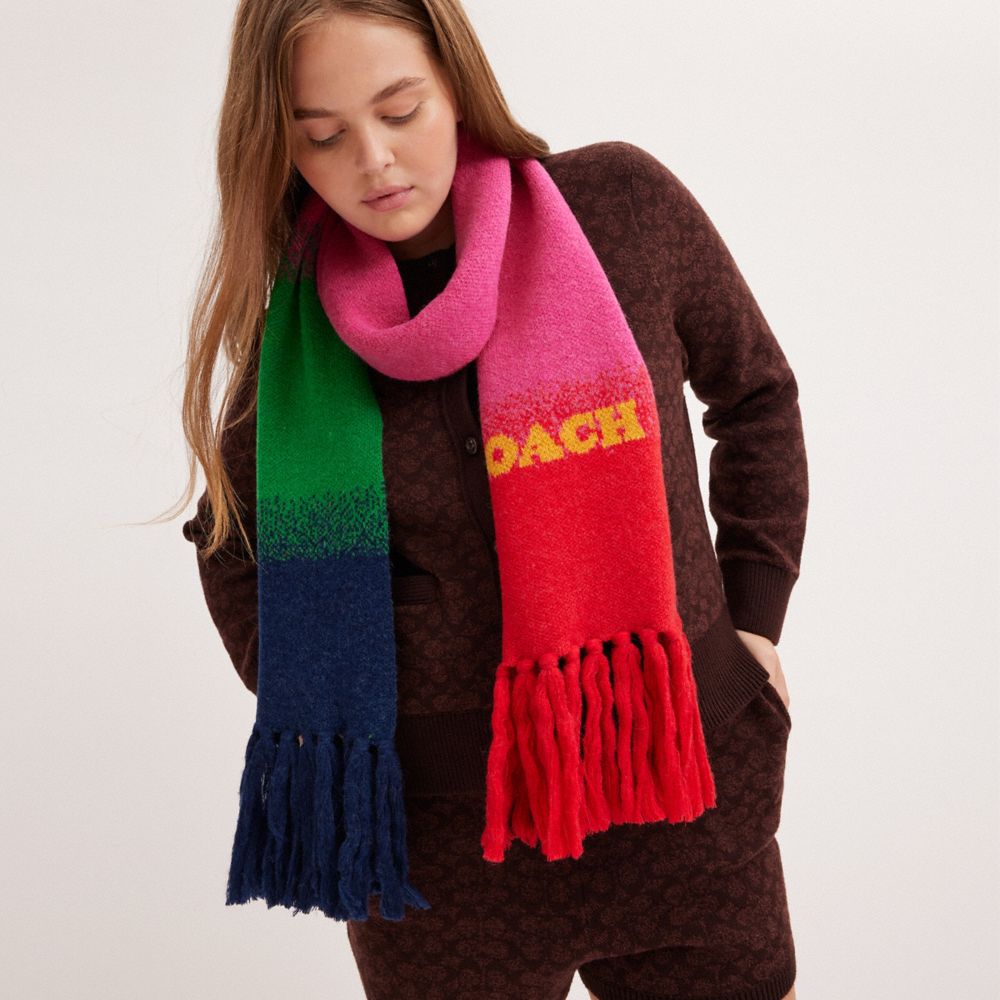 COACH®,Ombre Print Muffler,,Detail View