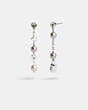 COACH®,PEARL AND PADLOCK MISMATCH LINEAR EARRINGS,Silver/Multi,Front View