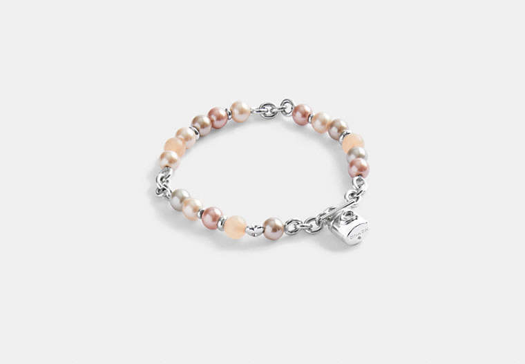 COACH®,PEARL AND PADLOCK BRACELET,Silver/Multi,Front View image number 0