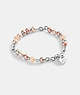 COACH®,PEARL AND PADLOCK BRACELET,Silver/Multi,Front View
