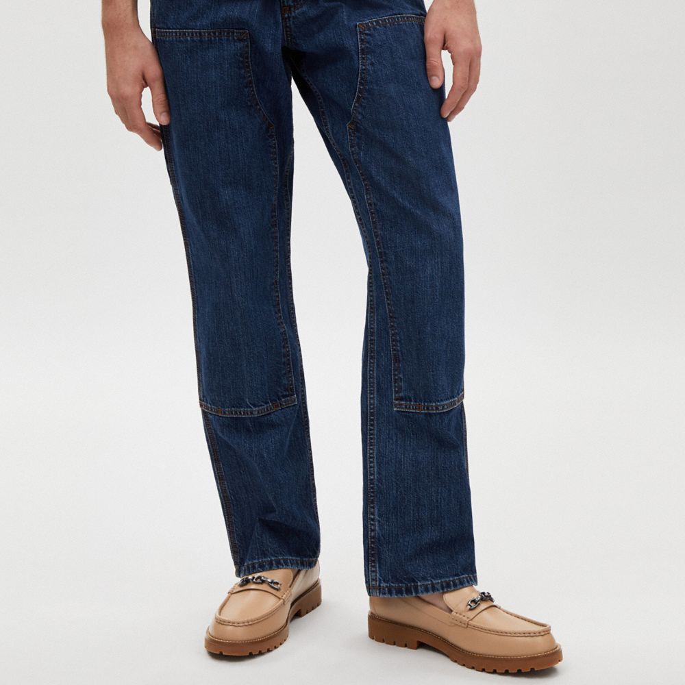 COACH®,Brooks Loafer,Rubber,Leather,Lining Leather,Loafer,Logo,Shoe Straps,Metal,Side Vents,Business Casual,Beige,Detail View